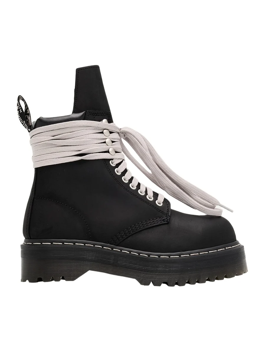 Rick Owens x Dr. Martens Quad Sole Steel Toe Leather Ankle Boots