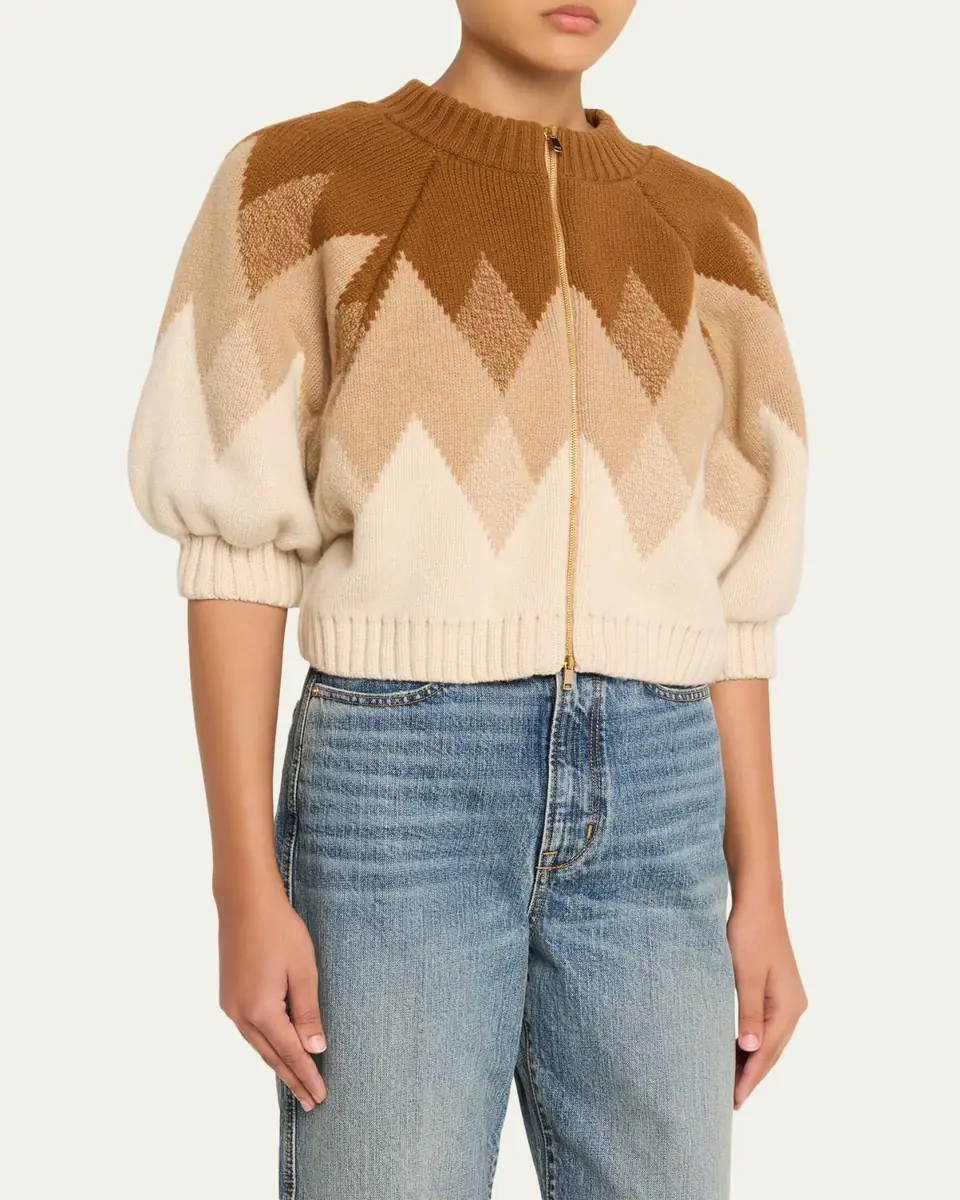 RÙADH The Innes Fair Isle Puff-Sleeve Zip Cardigan | Thumbnail 4 RÙADH The Innes Fair Isle Puff-Sleeve Zip Cardigan | Thumbnail 4
