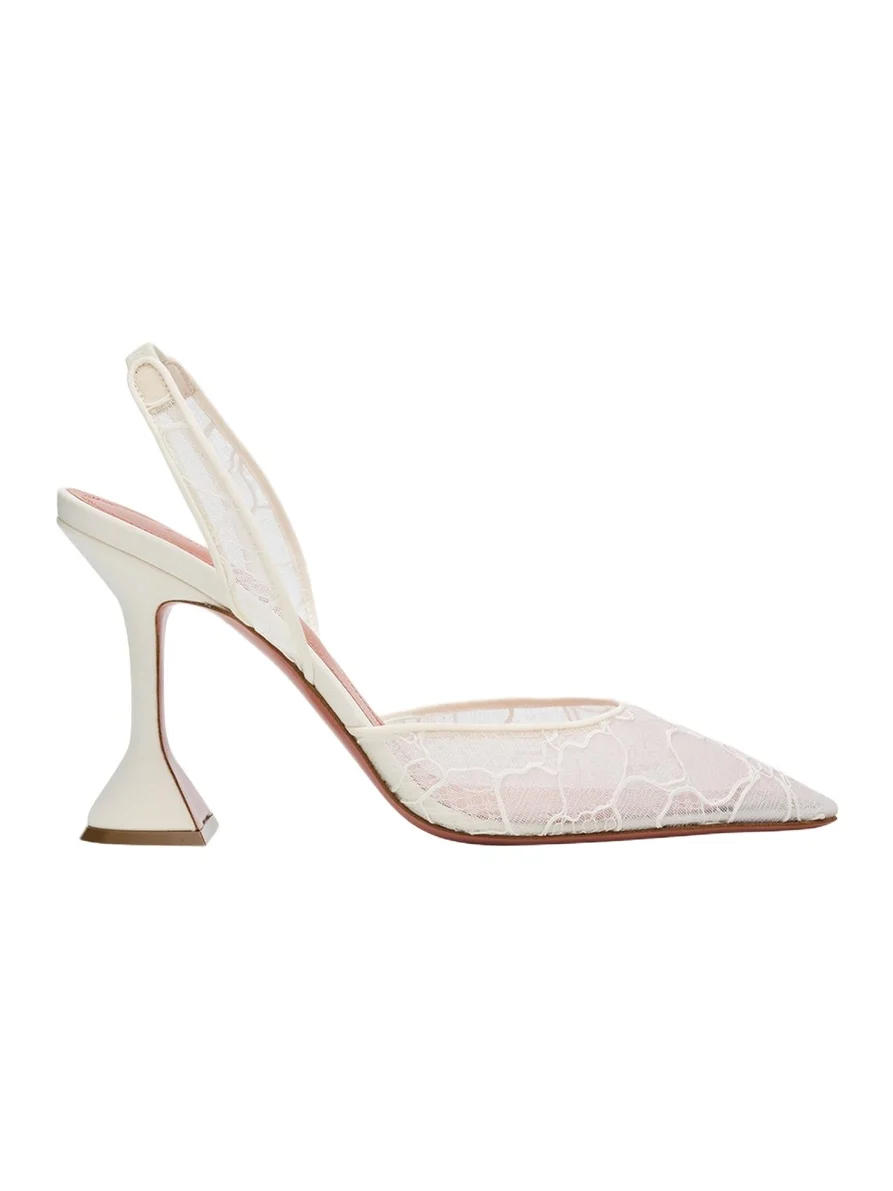 Amina Muaddi Holli Lace Slingback Pumps