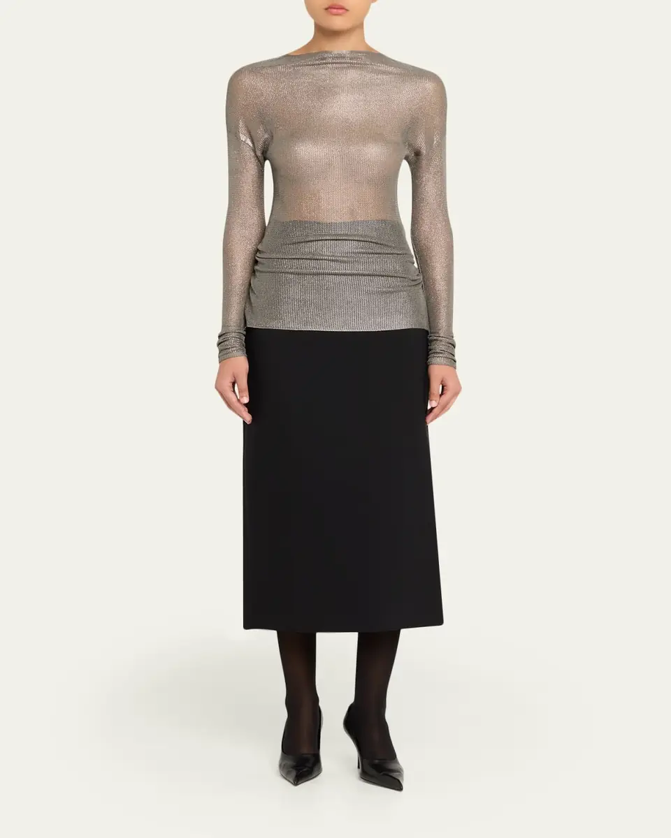 Giorgio Armani Laminated Mesh Long-Sleeve Top | Thumbnail 2