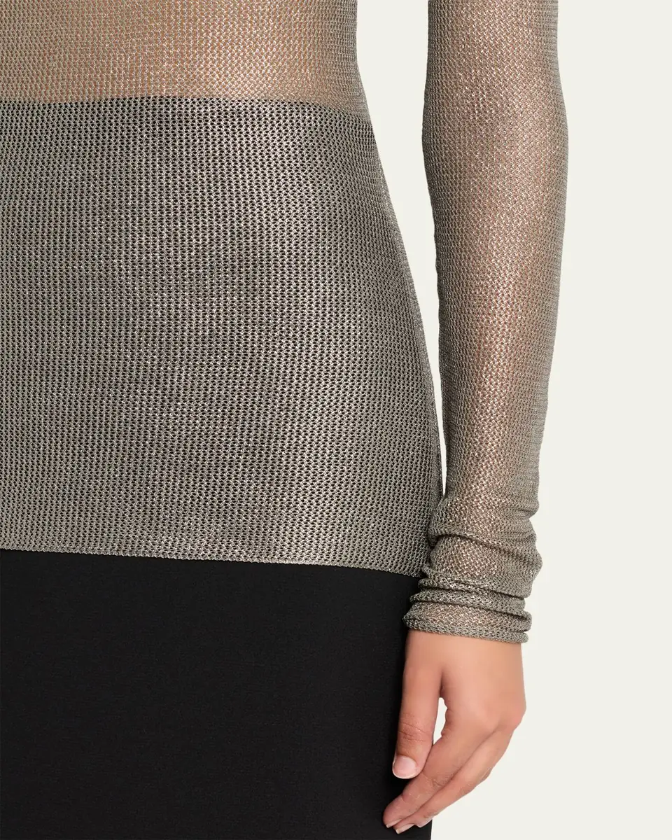 Giorgio Armani Laminated Mesh Long-Sleeve Top | Thumbnail 5