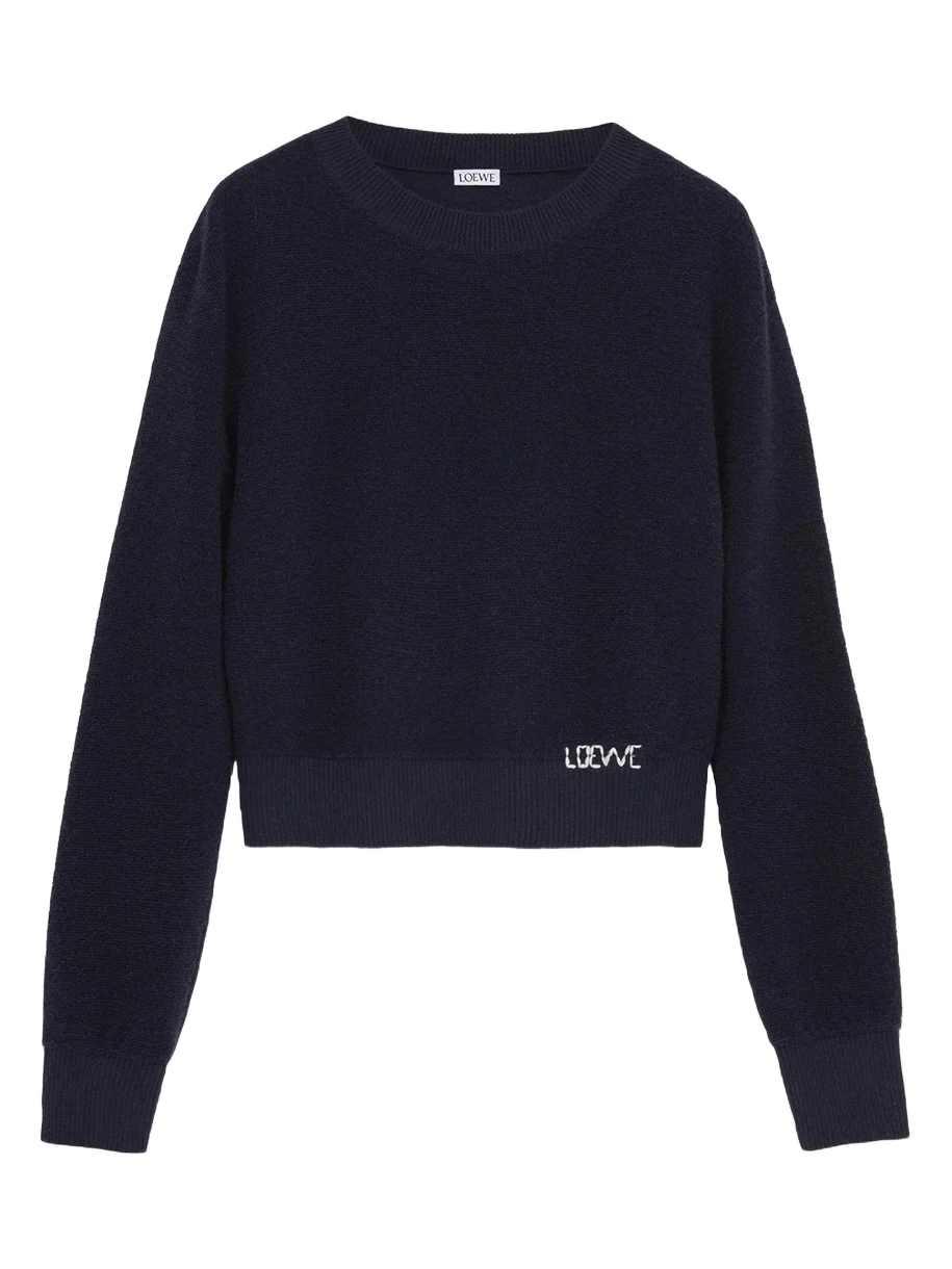 Logo Embroidered Wool Crewneck Sweater