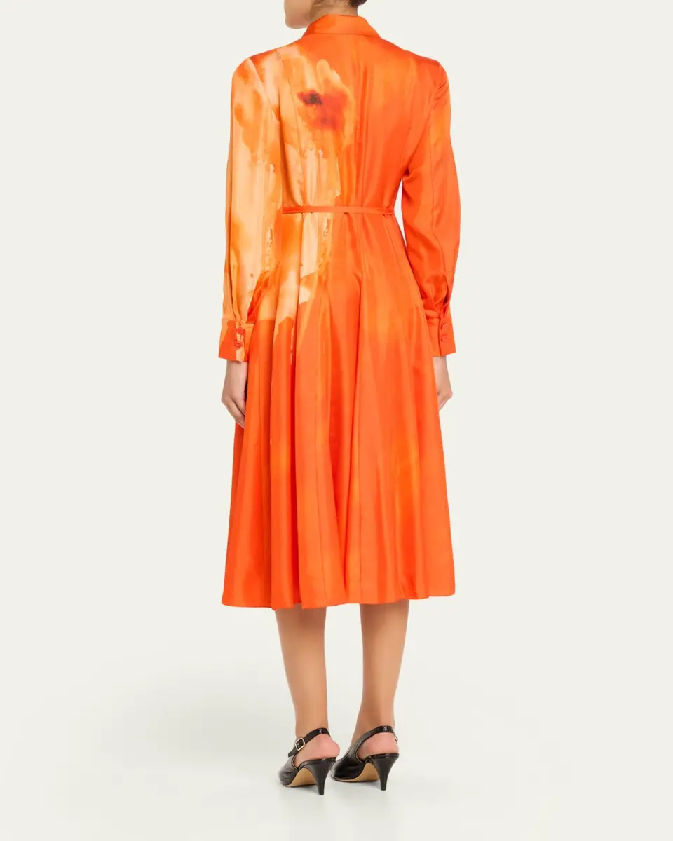Jason Wu Collection Pleated Watercolor-Print Silk Midi Shirtdress | Thumbnail 3 Jason Wu Collection Pleated Watercolor-Print Silk Midi Shirtdress | Thumbnail 3