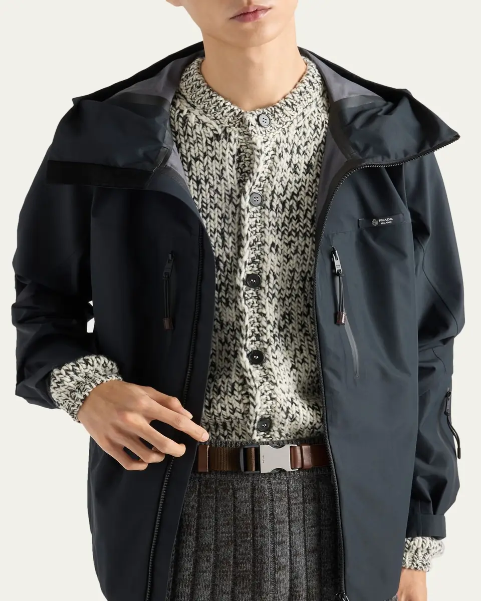 Prada Men's Melange Wool Knit Cardigan | Thumbnail 4 Prada Men's Melange Wool Knit Cardigan | Thumbnail 4