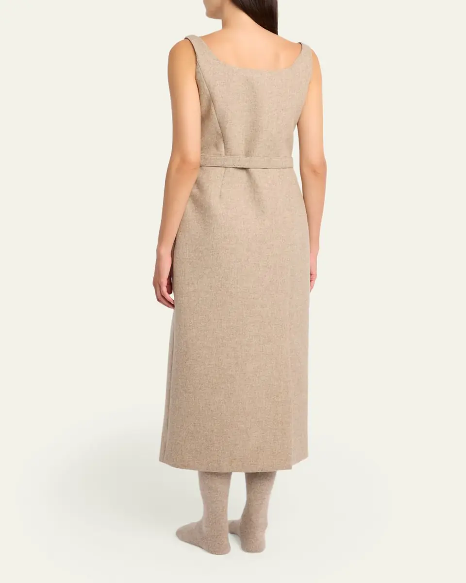The Row Vadira Sleeveless Belted Wool Midi Dress | Thumbnail 3 The Row Vadira Sleeveless Belted Wool Midi Dress | Thumbnail 3