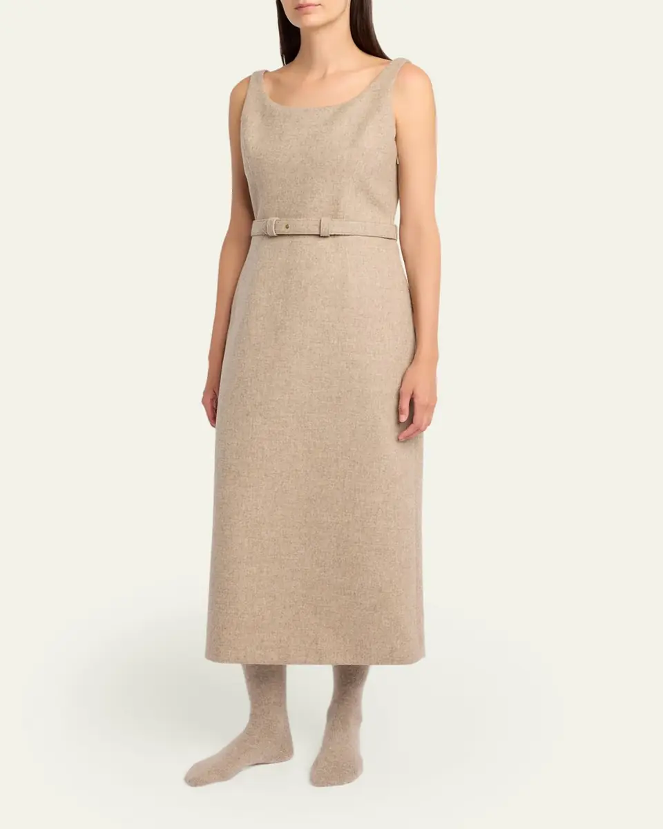 The Row Vadira Sleeveless Belted Wool Midi Dress | Thumbnail 4 The Row Vadira Sleeveless Belted Wool Midi Dress | Thumbnail 4