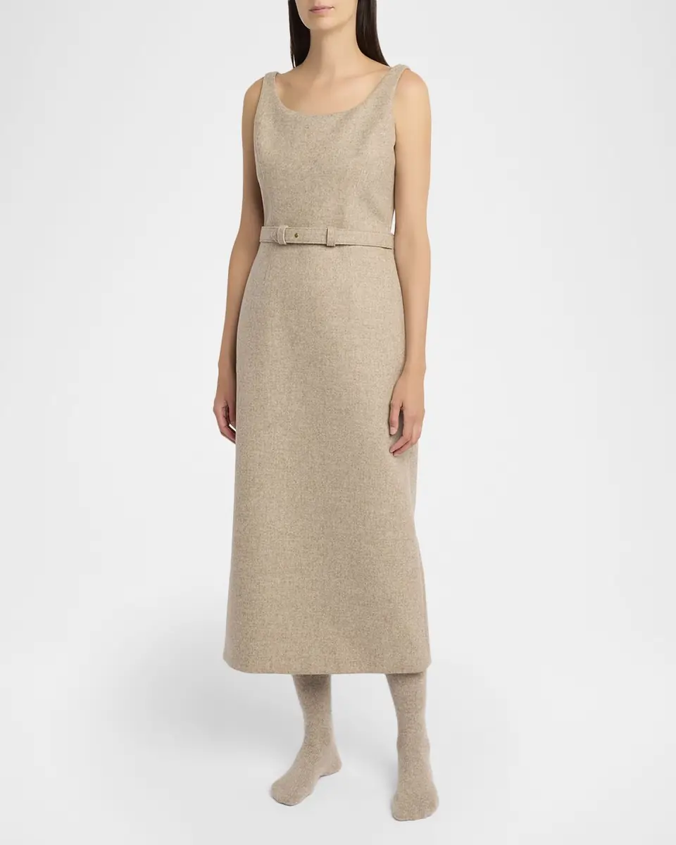 The Row Vadira Sleeveless Belted Wool Midi Dress | Thumbnail 8 The Row Vadira Sleeveless Belted Wool Midi Dress | Thumbnail 8