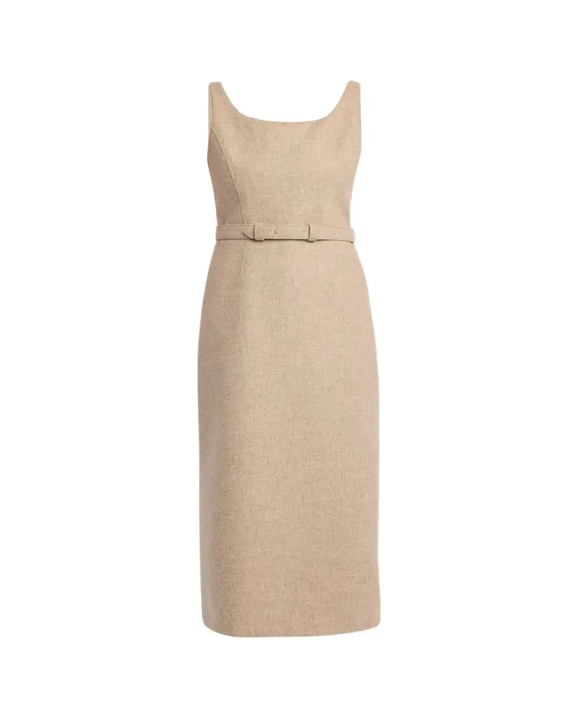 Vadira Sleeveless Belted Wool Midi Dress Vadira Sleeveless Belted Wool Midi Dress