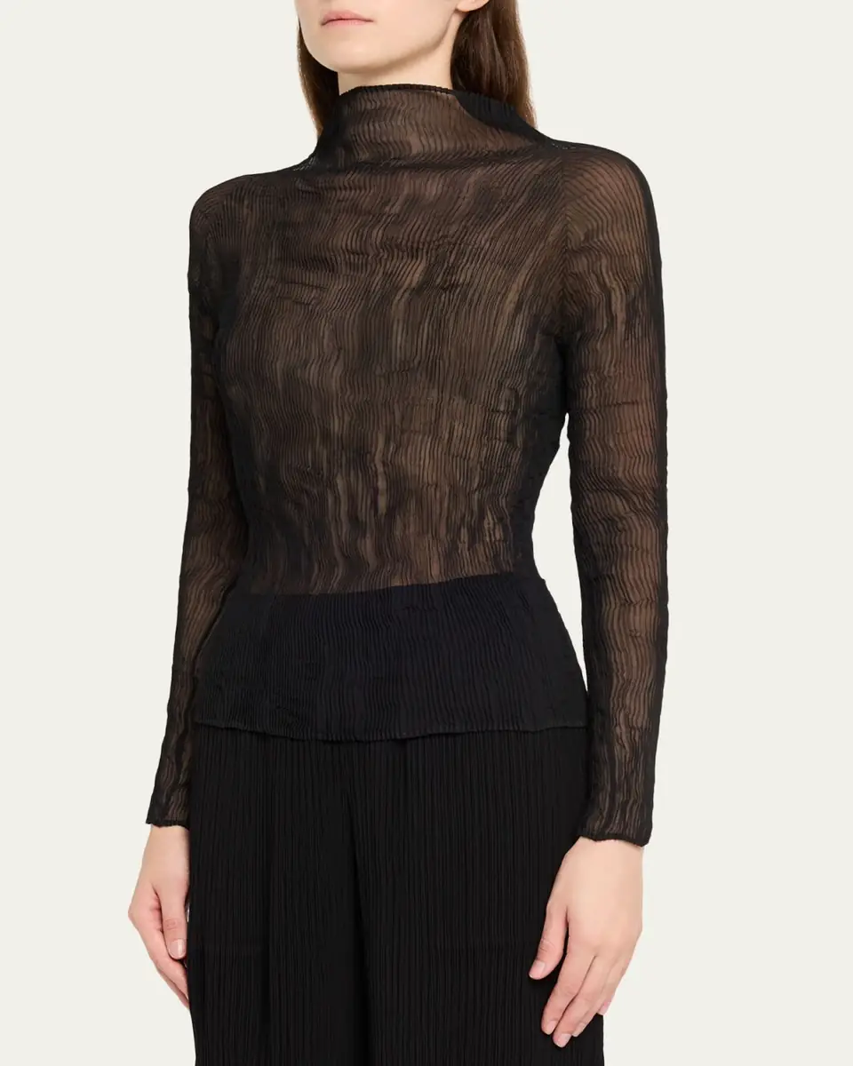 Issey Miyake Chiffon Twist Long-Sleeve Top | Thumbnail 9