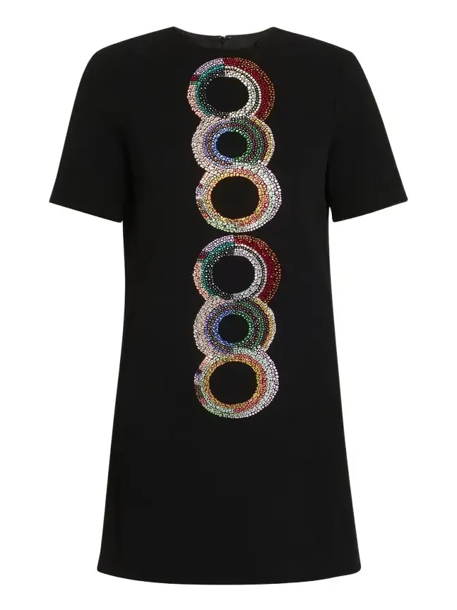 Sonia Crystal Short-Sleeve Shift Dress Sonia Crystal Short-Sleeve Shift Dress