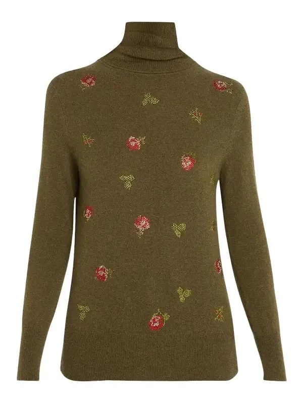 Florecita Embellished Cashmere Turtleneck Sweater Florecita Embellished Cashmere Turtleneck Sweater