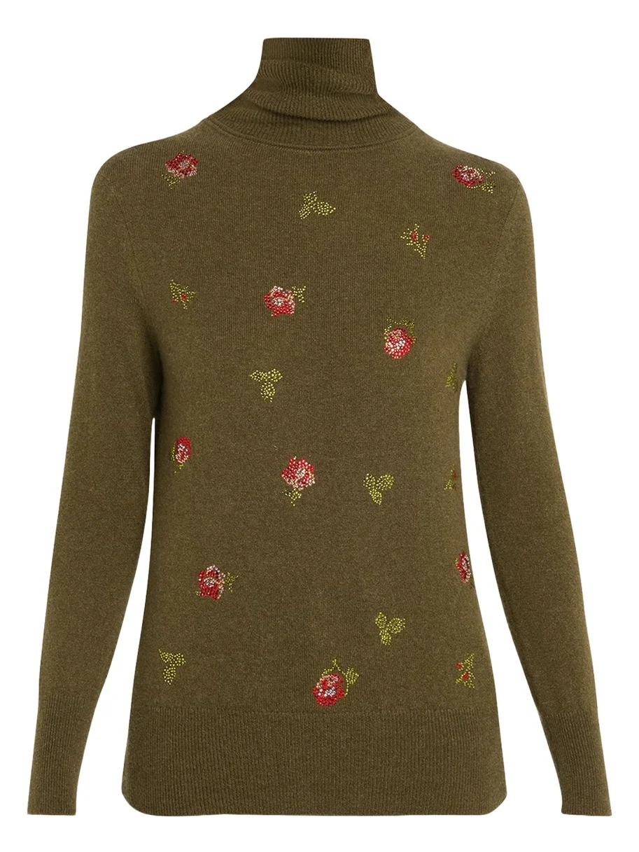 Florecita Embellished Cashmere Turtleneck Sweater Florecita Embellished Cashmere Turtleneck Sweater