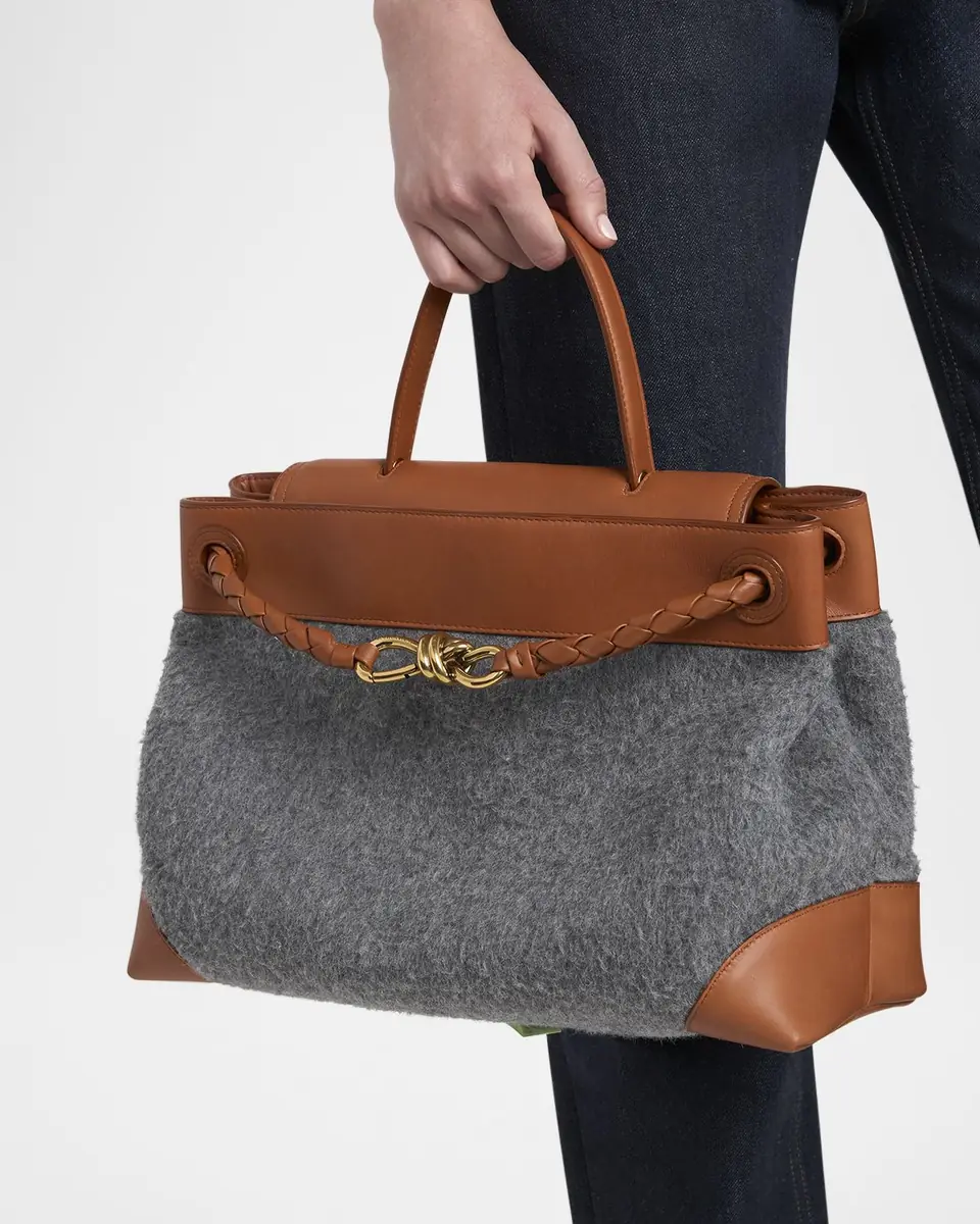 Bottega Veneta Ciao Ciao Medium Felt & Leather Top-Handle Bag | Thumbnail 6 Bottega Veneta Ciao Ciao Medium Felt & Leather Top-Handle Bag | Thumbnail 6