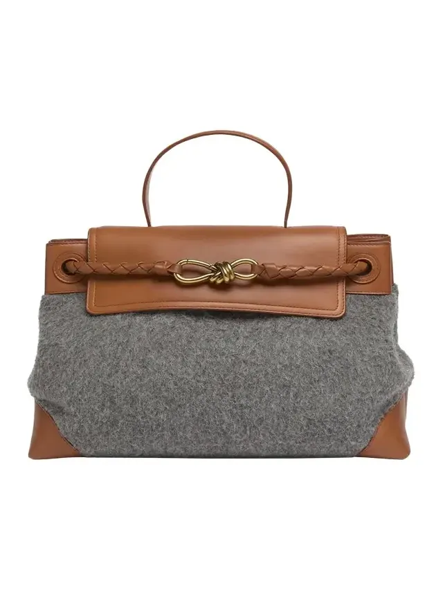 Bottega Veneta Ciao Ciao Medium Felt & Leather Top-Handle Bag