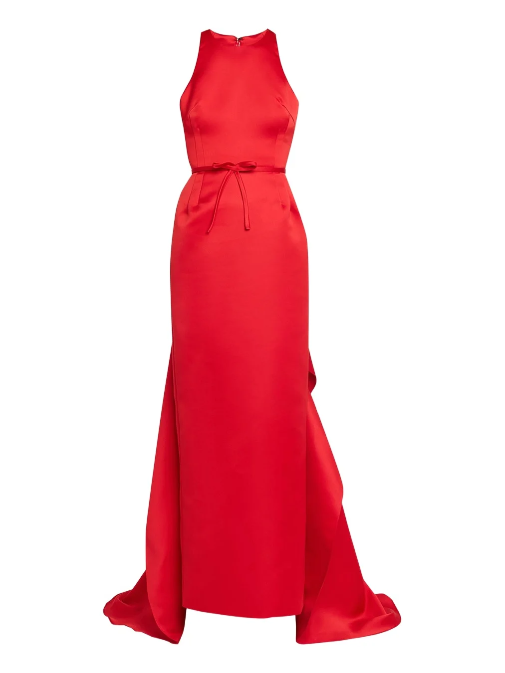 Atelier Prabal Gurung Caroline Satin Halter Column Gown With Detachable Train