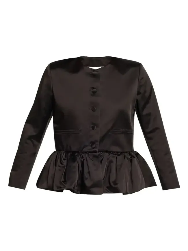 Single-Breasted Satin Peplum Jacket