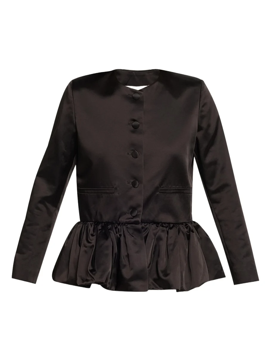 LIBEROWE Single-Breasted Satin Peplum Jacket