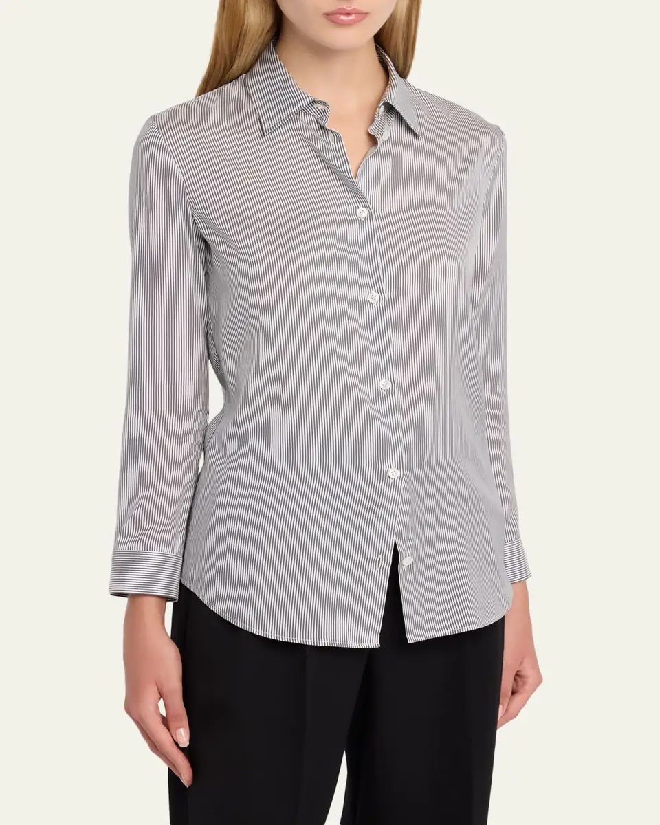 The Row Petra Striped Silk Poplin Button-Down Shirt | Thumbnail 4