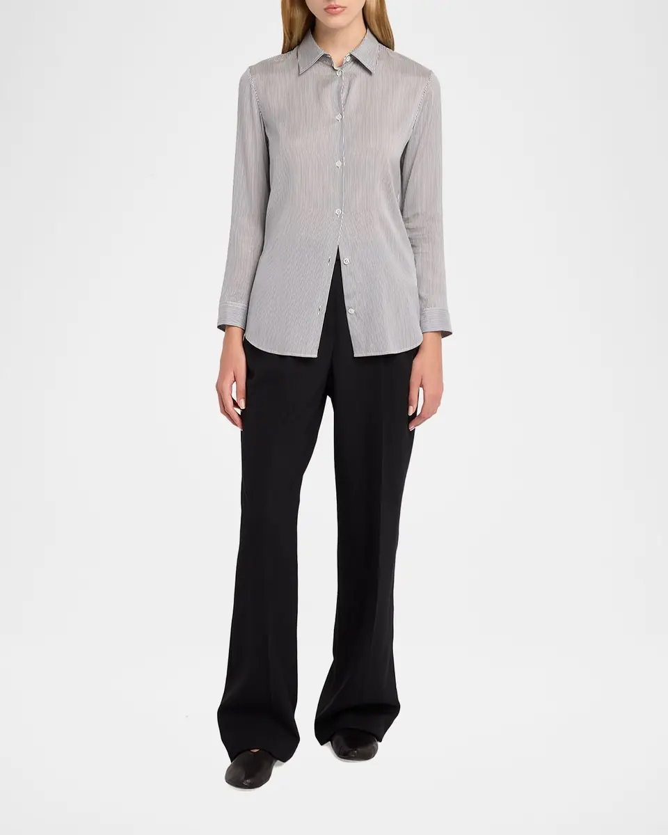 The Row Petra Striped Silk Poplin Button-Down Shirt | Thumbnail 6
