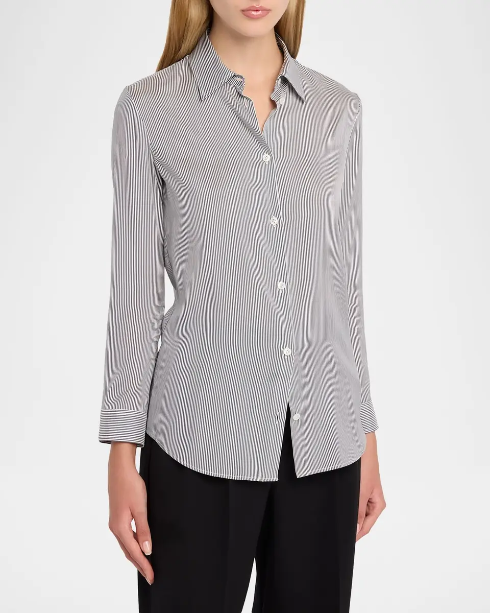 The Row Petra Striped Silk Poplin Button-Down Shirt | Thumbnail 8