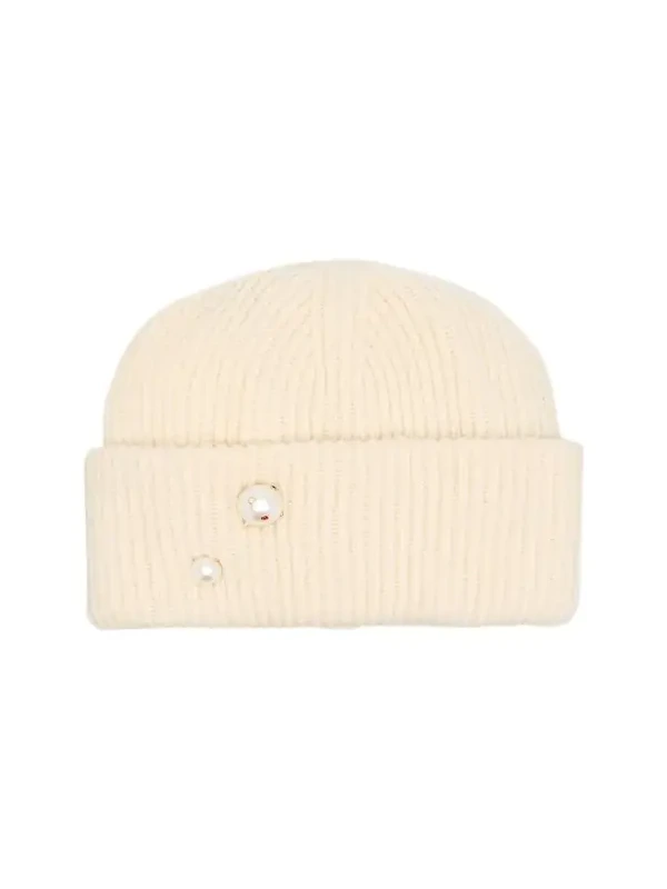 Ribbed Pearly Cashmere Beanie