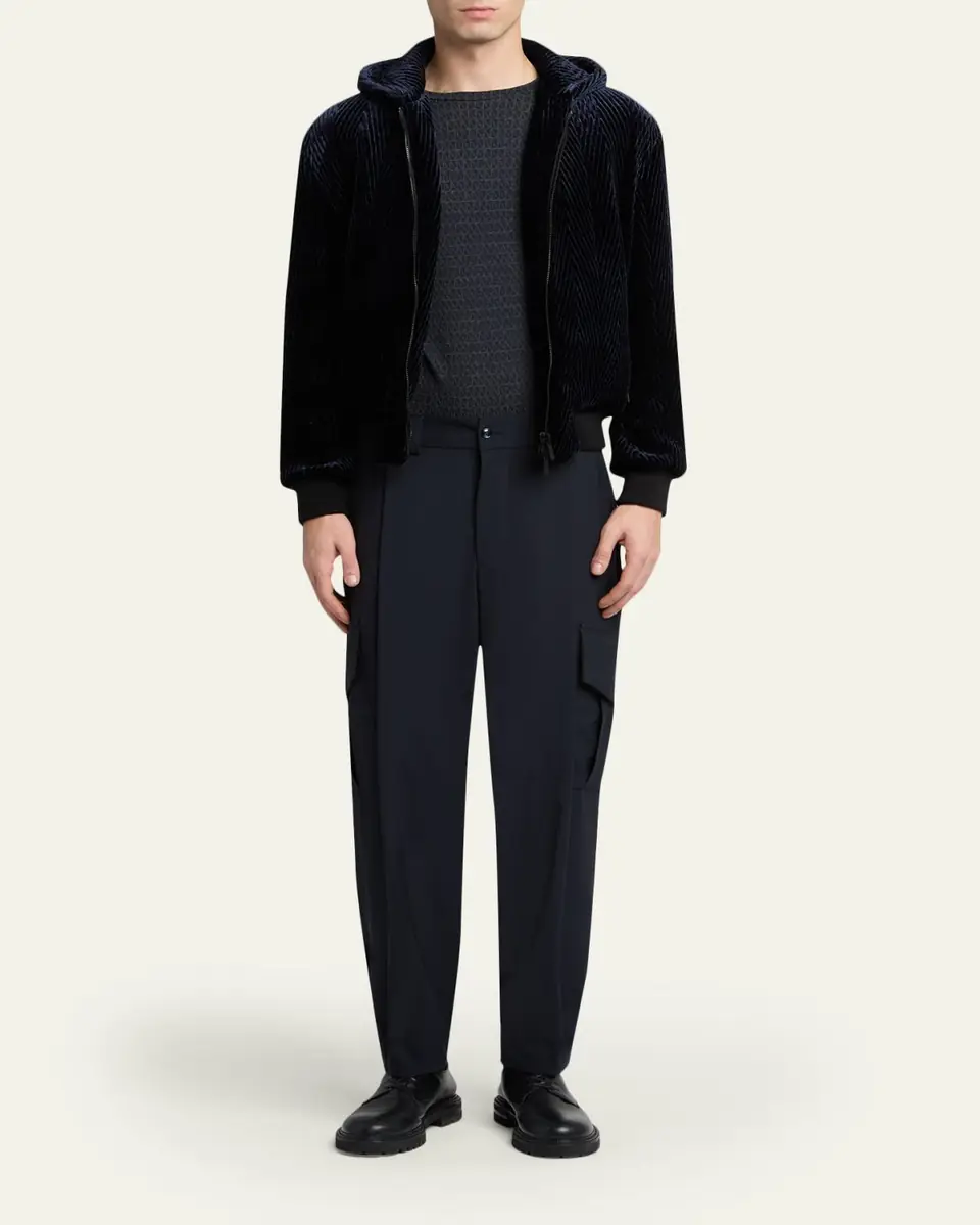 Giorgio Armani Men's Viscose Geometric Textured Crewneck T-Shirt | Thumbnail 2 Giorgio Armani Men's Viscose Geometric Textured Crewneck T-Shirt | Thumbnail 2