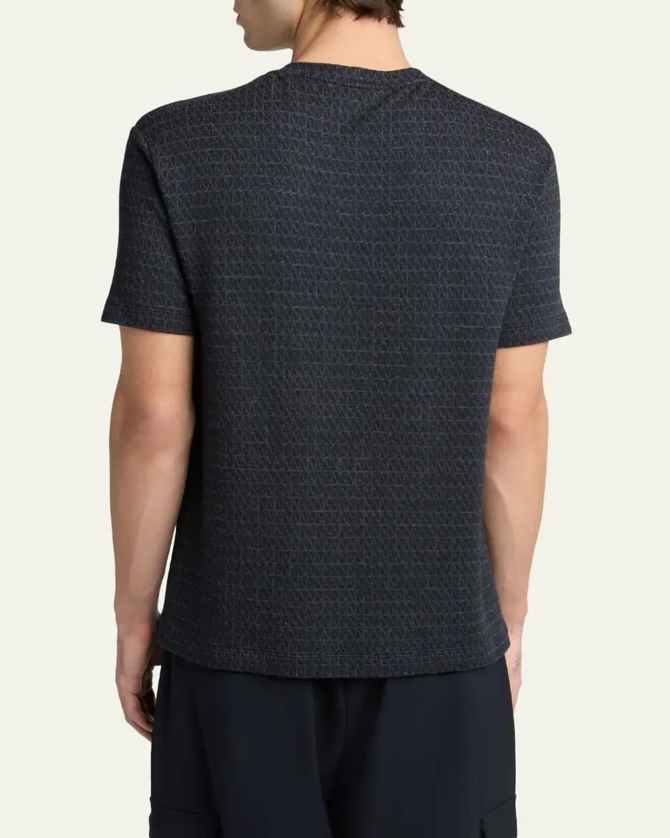 Giorgio Armani Men's Viscose Geometric Textured Crewneck T-Shirt | Thumbnail 3 Giorgio Armani Men's Viscose Geometric Textured Crewneck T-Shirt | Thumbnail 3