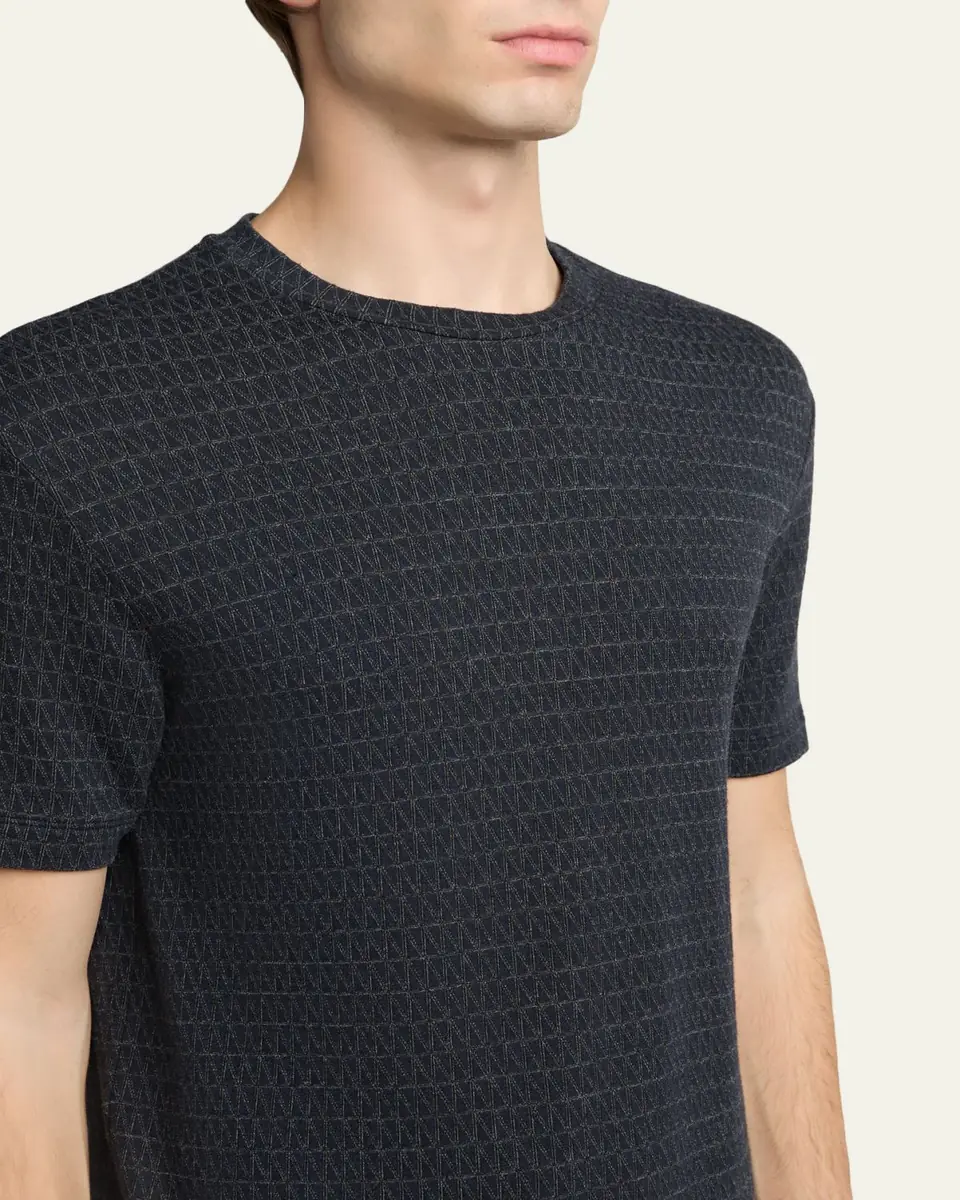 Giorgio Armani Men's Viscose Geometric Textured Crewneck T-Shirt | Thumbnail 5 Giorgio Armani Men's Viscose Geometric Textured Crewneck T-Shirt | Thumbnail 5