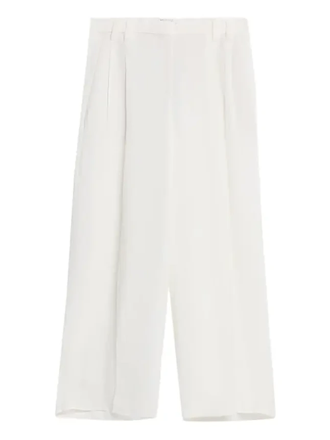 Monili-Trim Linen Gabardine Wide-Leg Pants Monili-Trim Linen Gabardine Wide-Leg Pants