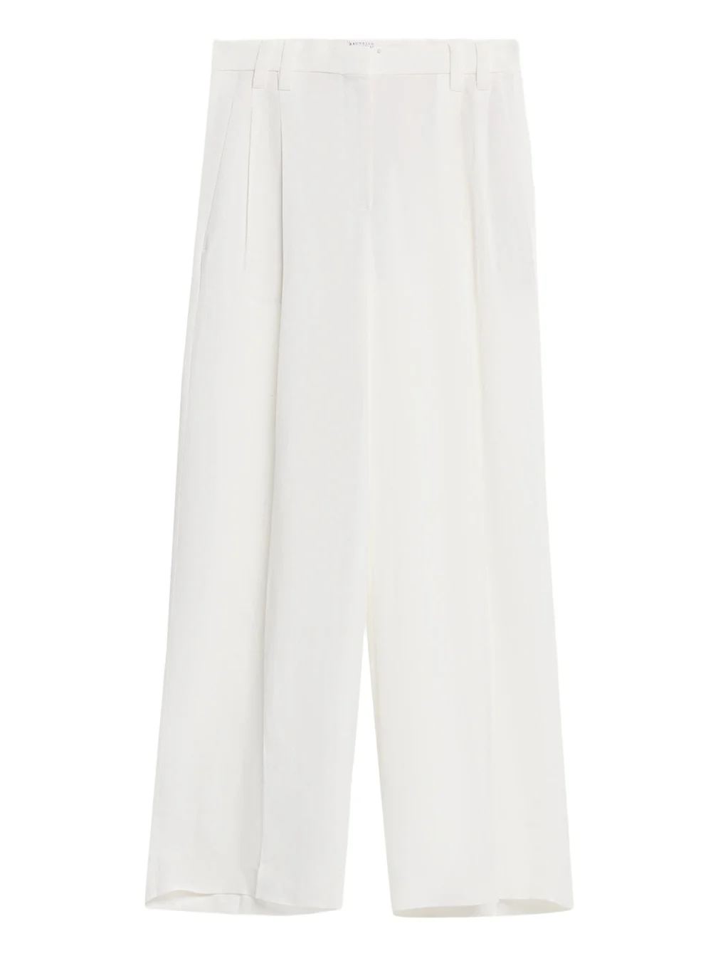 Monili-Trim Linen Gabardine Wide-Leg Pants