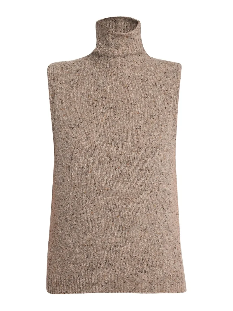 The Row Merilas Turtleneck Cashmere Sleeveless Sweater