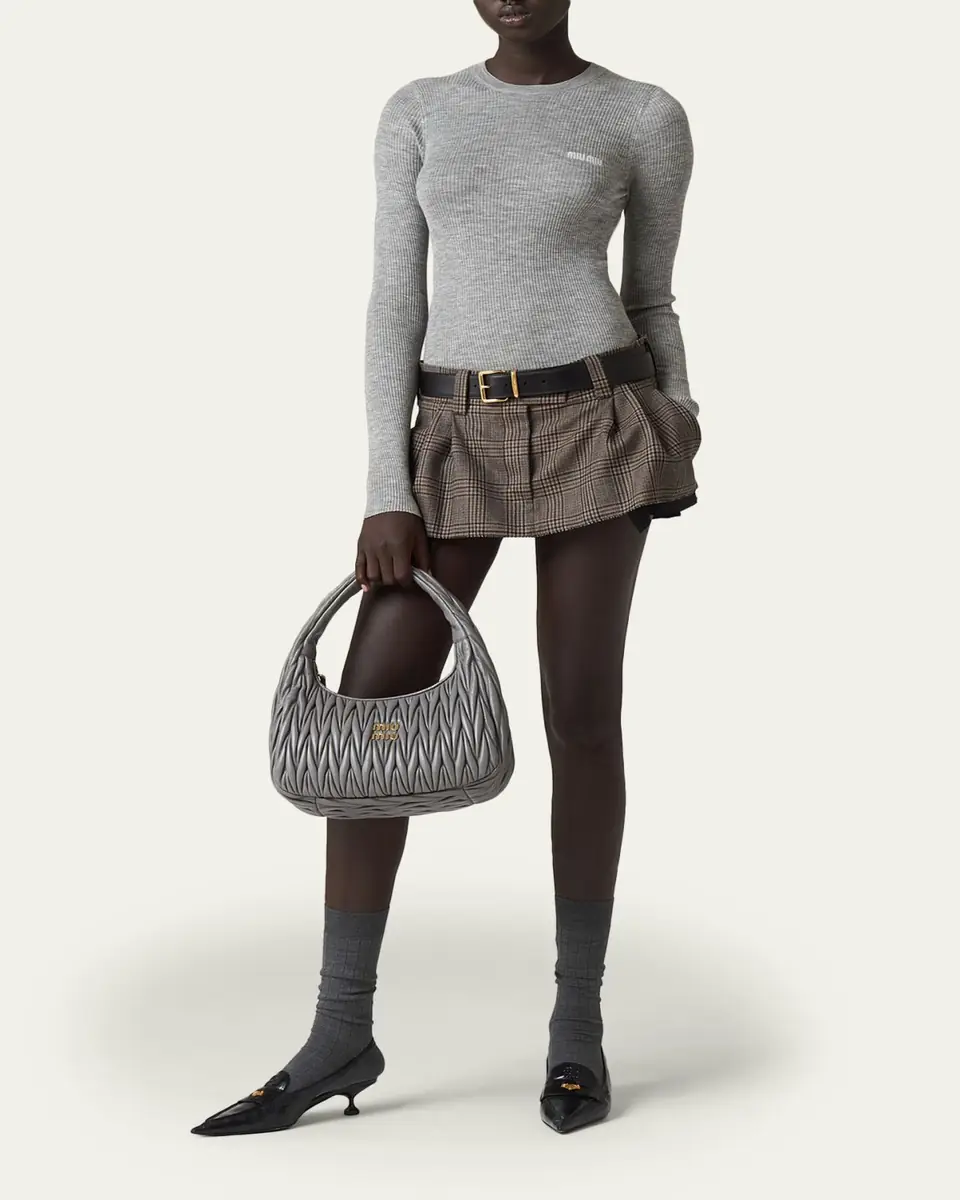 Miu Miu Cashmere-Silk Rib Crewneck Sweater | Thumbnail 2