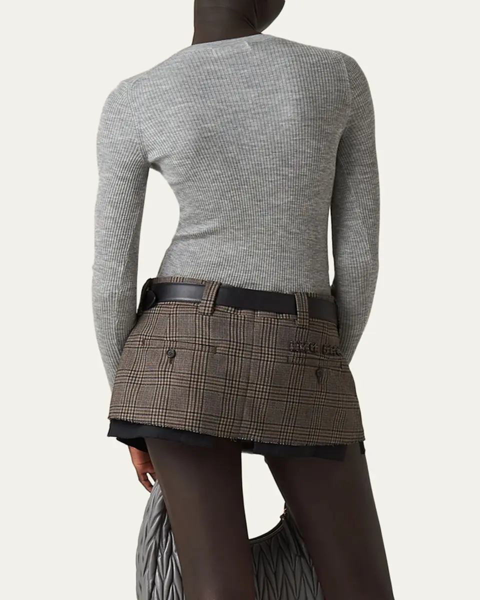 Miu Miu Cashmere-Silk Rib Crewneck Sweater | Thumbnail 3