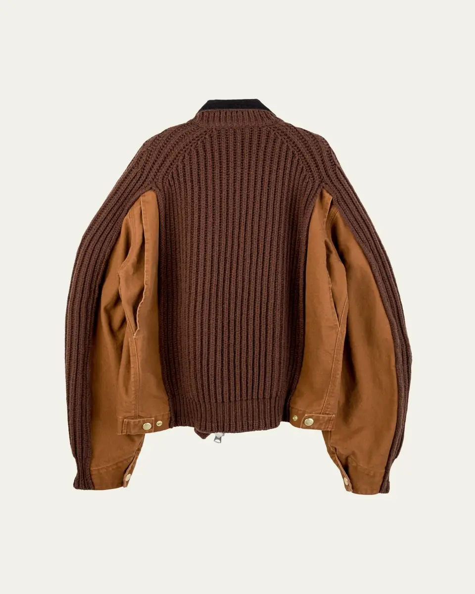 SACAI x CARHARTT WIP Men's Washed Duck & Wool Knit Blouson Jacket | Thumbnail 2 SACAI x CARHARTT WIP Men's Washed Duck & Wool Knit Blouson Jacket | Thumbnail 2