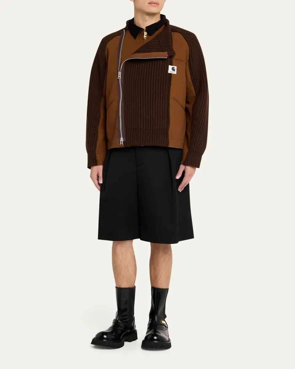 SACAI x CARHARTT WIP Men's Washed Duck & Wool Knit Blouson Jacket | Thumbnail 3 SACAI x CARHARTT WIP Men's Washed Duck & Wool Knit Blouson Jacket | Thumbnail 3