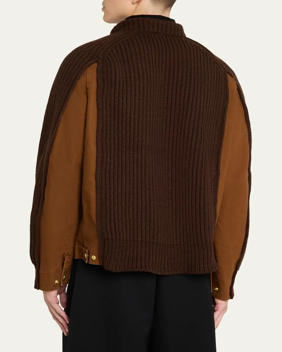 SACAI x CARHARTT WIP Men's Washed Duck & Wool Knit Blouson Jacket | Thumbnail 4 SACAI x CARHARTT WIP Men's Washed Duck & Wool Knit Blouson Jacket | Thumbnail 4