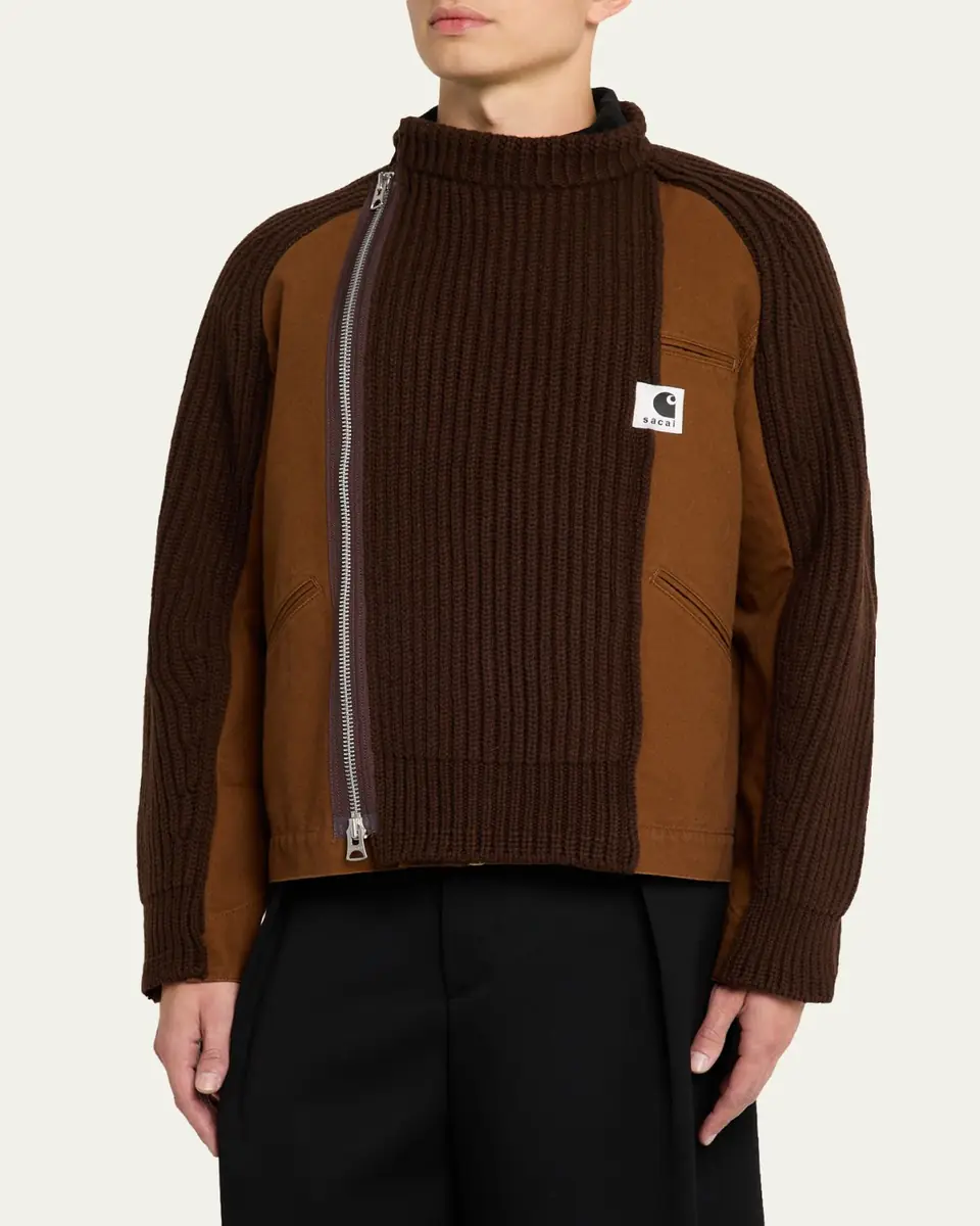 SACAI x CARHARTT WIP Men's Washed Duck & Wool Knit Blouson Jacket | Thumbnail 5 SACAI x CARHARTT WIP Men's Washed Duck & Wool Knit Blouson Jacket | Thumbnail 5