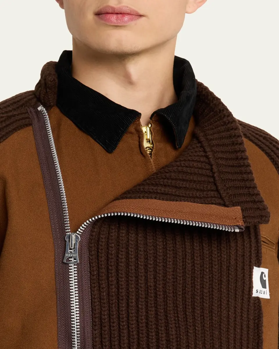 SACAI x CARHARTT WIP Men's Washed Duck & Wool Knit Blouson Jacket | Thumbnail 6 SACAI x CARHARTT WIP Men's Washed Duck & Wool Knit Blouson Jacket | Thumbnail 6