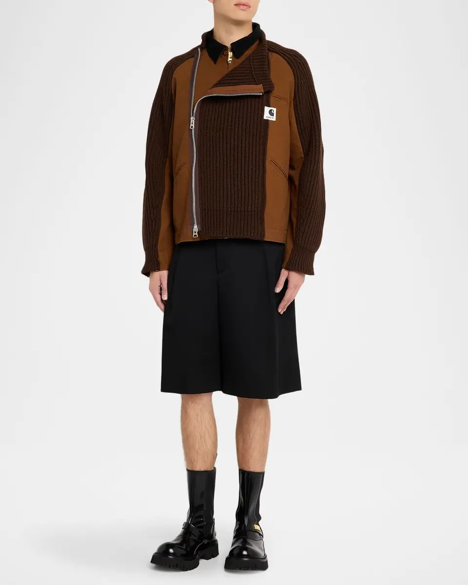 SACAI x CARHARTT WIP Men's Washed Duck & Wool Knit Blouson Jacket | Thumbnail 7 SACAI x CARHARTT WIP Men's Washed Duck & Wool Knit Blouson Jacket | Thumbnail 7