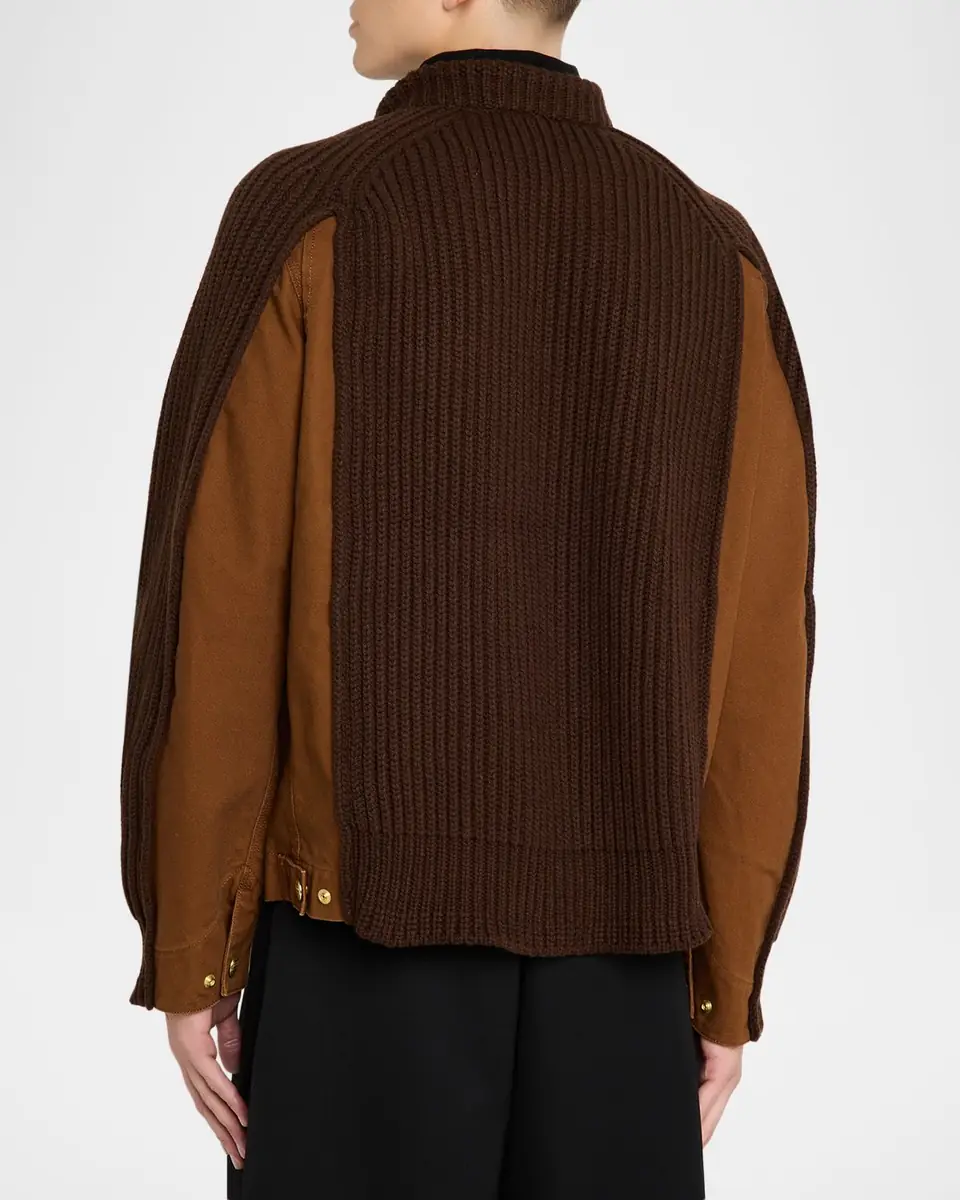 SACAI x CARHARTT WIP Men's Washed Duck & Wool Knit Blouson Jacket | Thumbnail 8 SACAI x CARHARTT WIP Men's Washed Duck & Wool Knit Blouson Jacket | Thumbnail 8