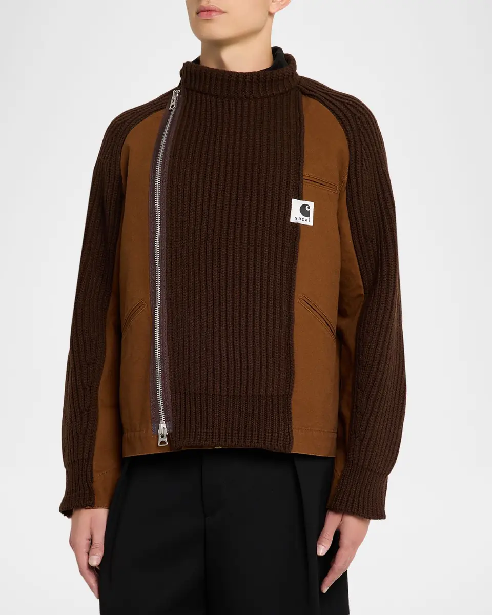 SACAI x CARHARTT WIP Men's Washed Duck & Wool Knit Blouson Jacket | Thumbnail 9 SACAI x CARHARTT WIP Men's Washed Duck & Wool Knit Blouson Jacket | Thumbnail 9