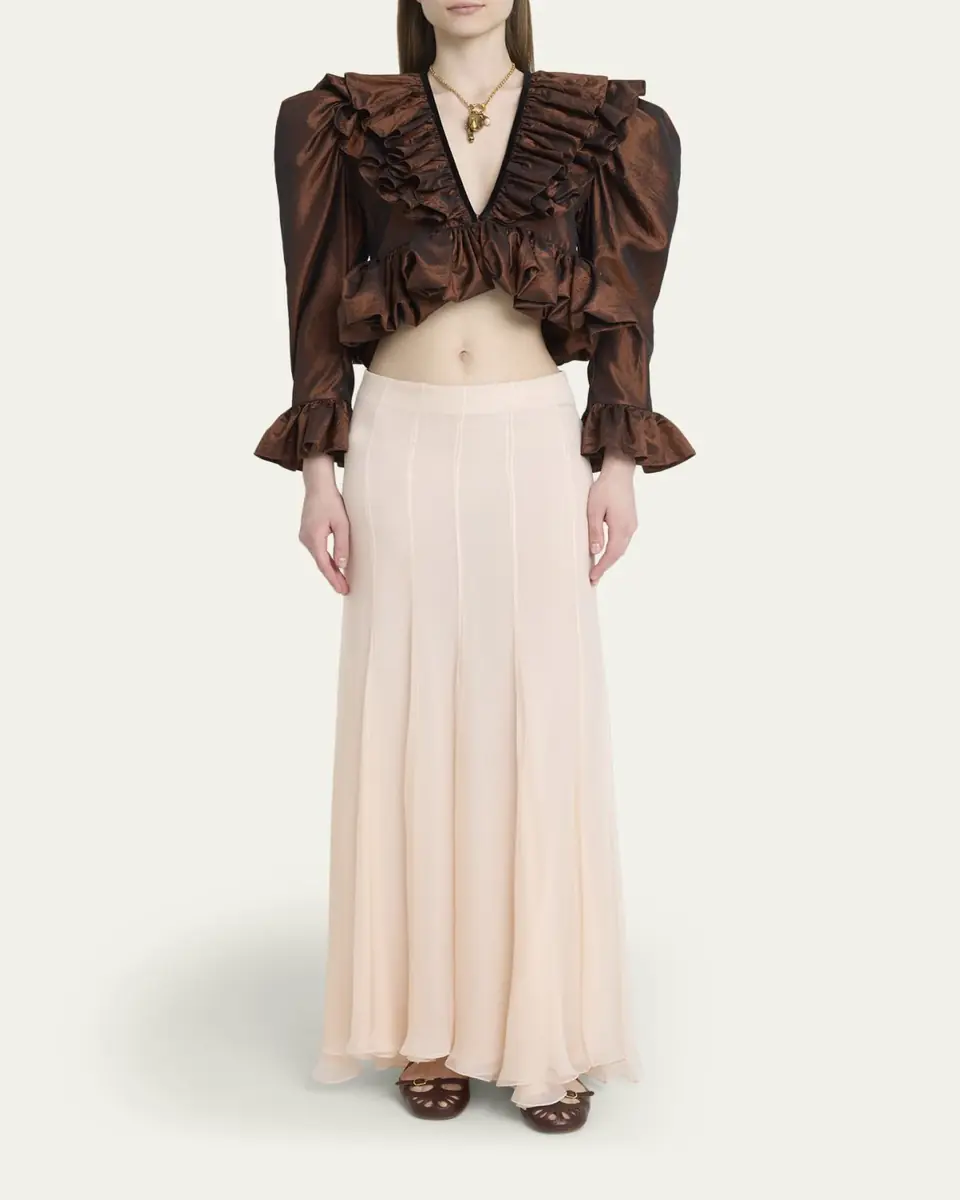 Chloé Ruffle-Trim Cropped Blouse | Thumbnail 2 Chloé Ruffle-Trim Cropped Blouse | Thumbnail 2