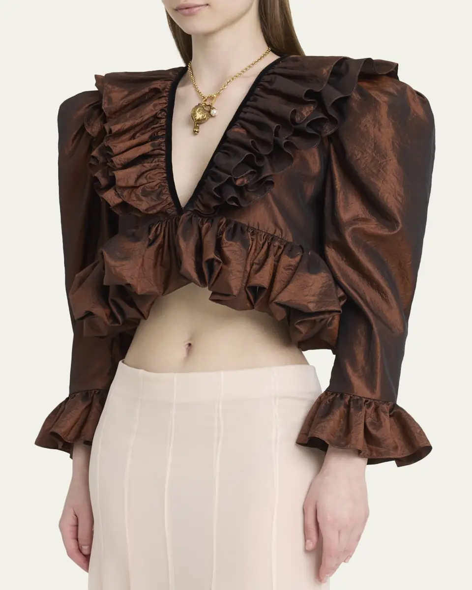 Chloé Ruffle-Trim Cropped Blouse | Thumbnail 4 Chloé Ruffle-Trim Cropped Blouse | Thumbnail 4