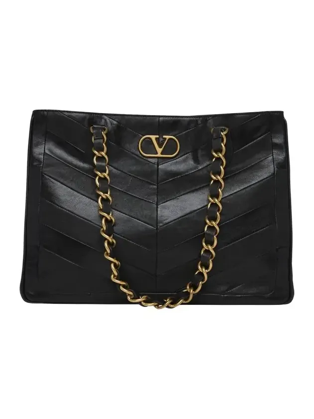 Chevron Patchwork Nappa Leather Tote Bag Chevron Patchwork Nappa Leather Tote Bag