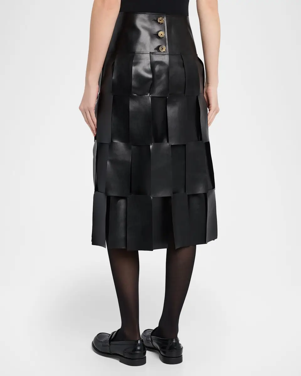 A.W.A.K.E. MODE Faux Leather Multi-Rectangle Midi Skirt | Thumbnail 7 A.W.A.K.E. MODE Faux Leather Multi-Rectangle Midi Skirt | Thumbnail 7