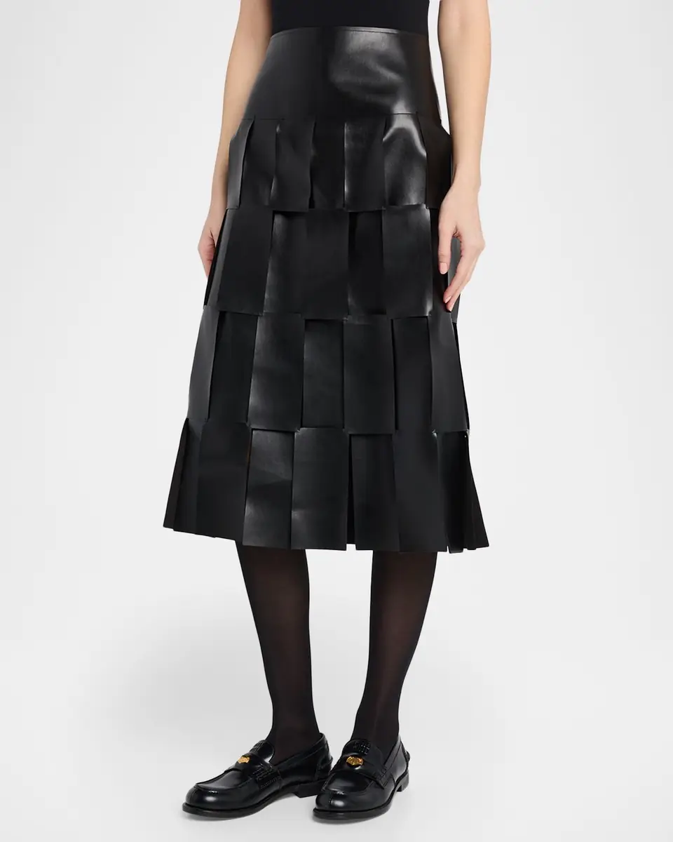 A.W.A.K.E. MODE Faux Leather Multi-Rectangle Midi Skirt | Thumbnail 8 A.W.A.K.E. MODE Faux Leather Multi-Rectangle Midi Skirt | Thumbnail 8