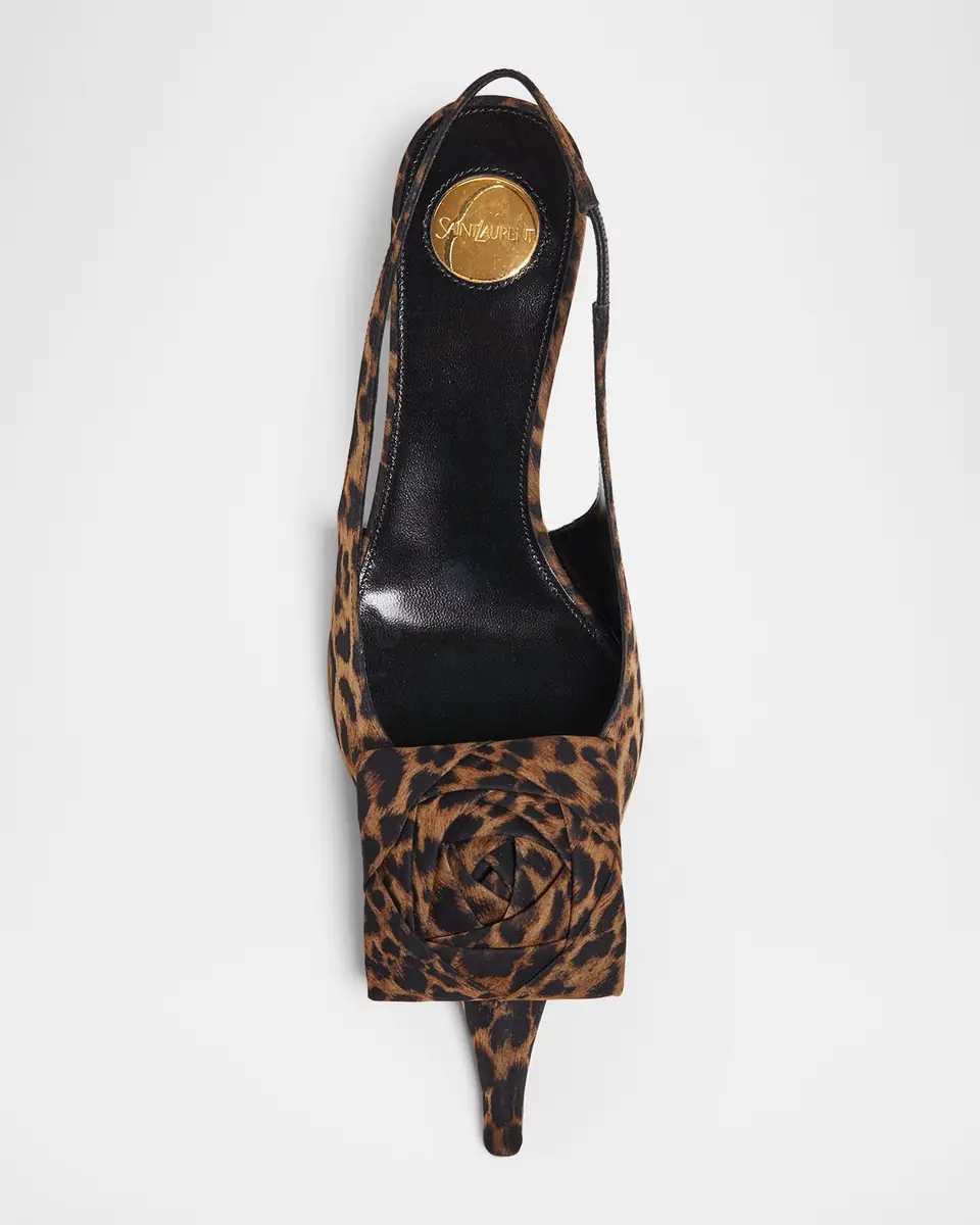 Saint Laurent Dakota Rose Leopard Satin Slingback Pumps | Thumbnail 6 Saint Laurent Dakota Rose Leopard Satin Slingback Pumps | Thumbnail 6