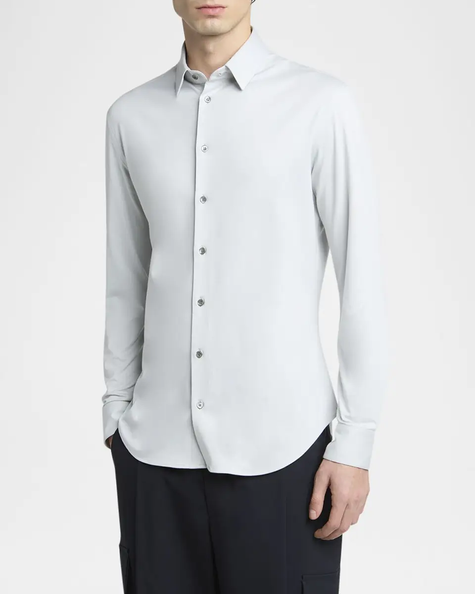 Giorgio Armani Men's Cotton Stretch Jersey Dress Shirt | Thumbnail 3 Giorgio Armani Men's Cotton Stretch Jersey Dress Shirt | Thumbnail 3