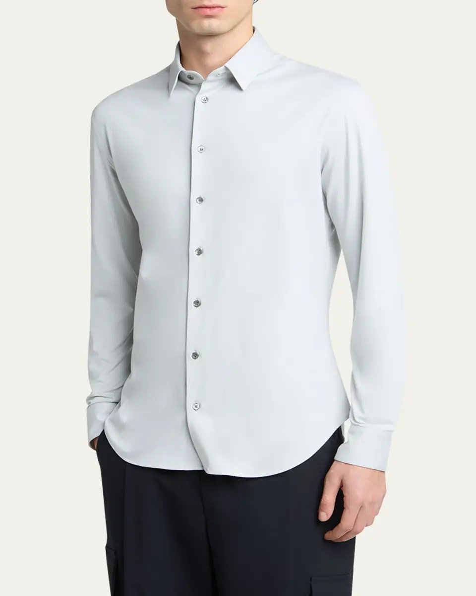 Giorgio Armani Men's Cotton Stretch Jersey Dress Shirt | Thumbnail 8 Giorgio Armani Men's Cotton Stretch Jersey Dress Shirt | Thumbnail 8