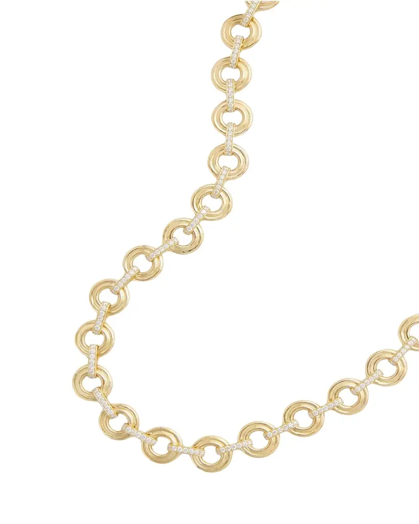 Jamie Wolf 18K Yellow Gold Double Round Link Necklace with Diamonds